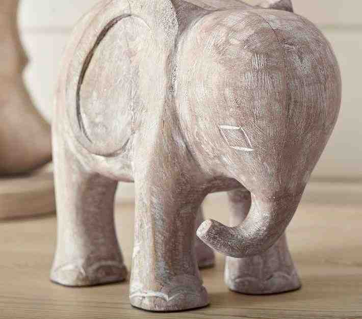 Carved Wood Elephant Table Lamp