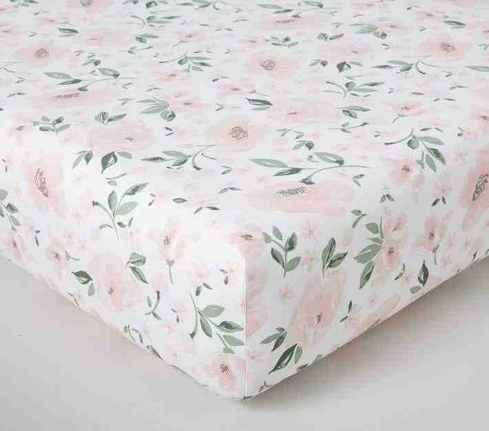 Meredith Allover Floral Organic Crib Fitted Sheet