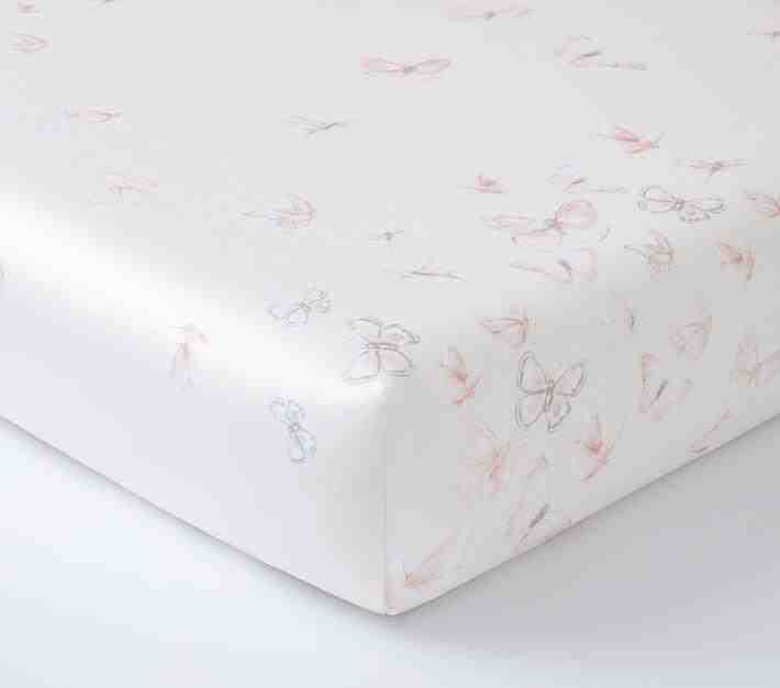 Monique Lhuillier Sateen Ethereal Butterfly Fitted Crib Sheet