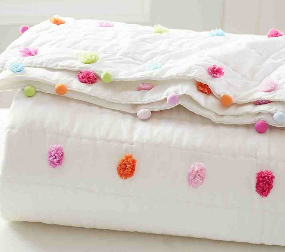 Bright Pom Pom Quilt and standard Sham