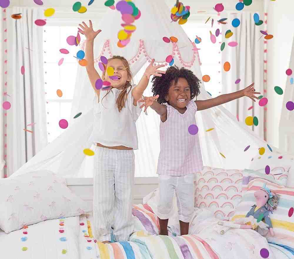 Bright Pom Pom Quilt and standard Sham