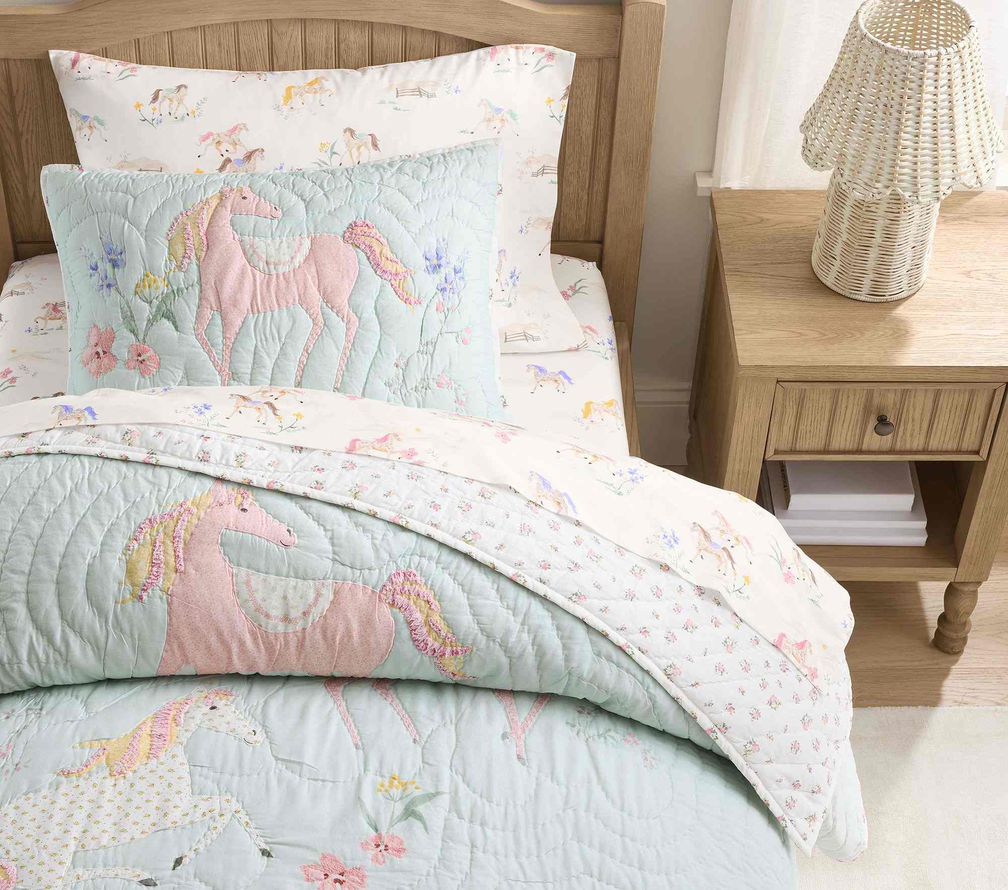 Pottery Barn Kids | Floral Horse Quilt & Shams