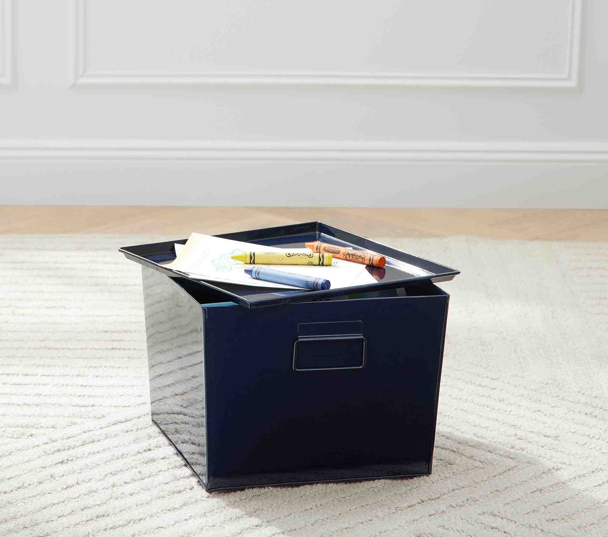 Metal Stacking Storage Bins, Set of 2