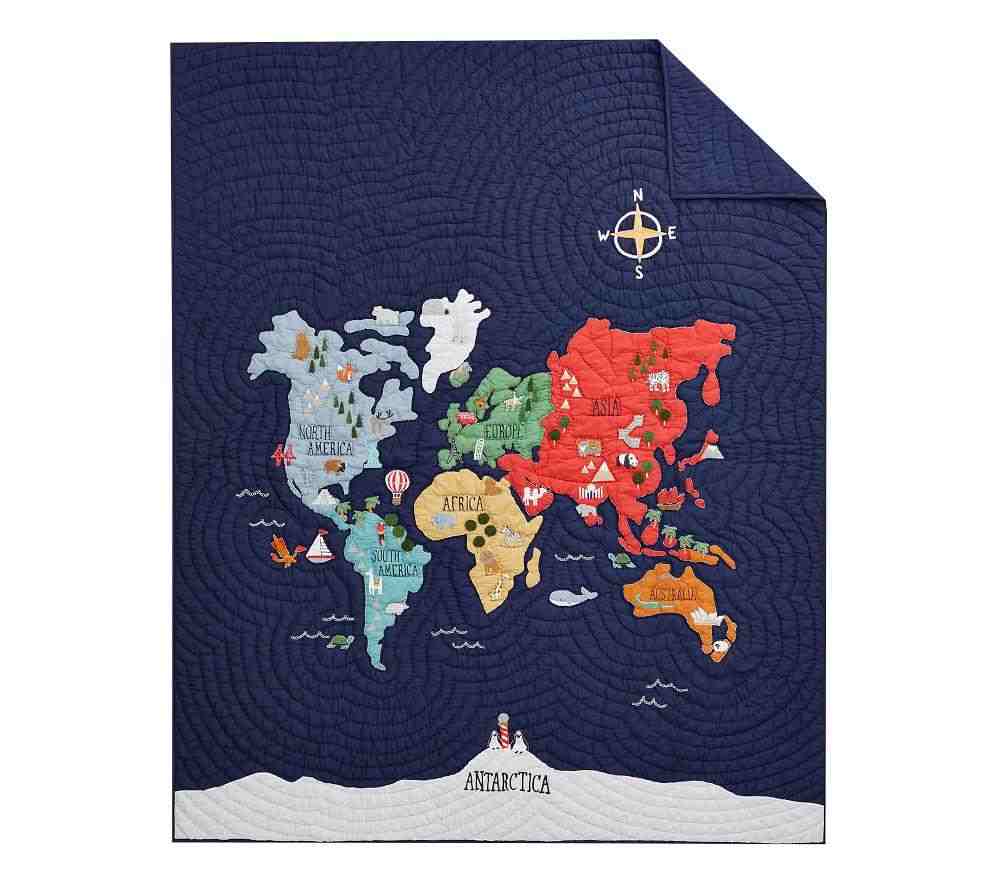 World Map Quilt & Standard Sham