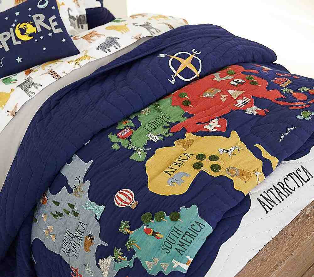 World Map Quilt & Standard Sham