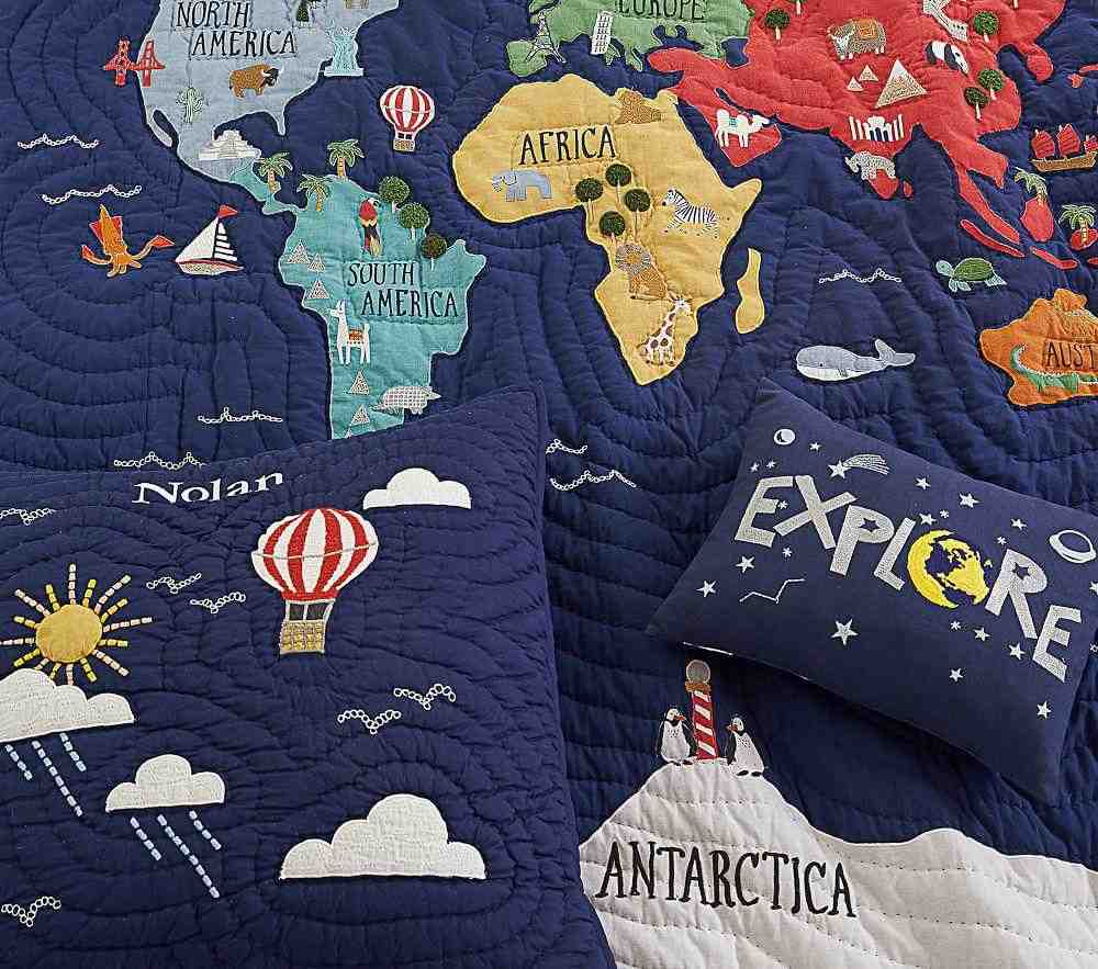 World Map Quilt & Standard Sham