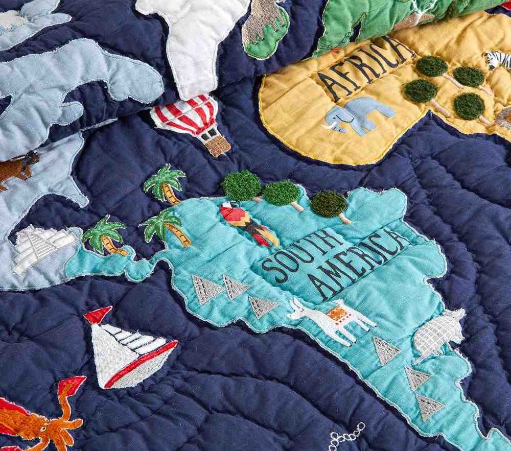 World Map Quilt & Standard Sham