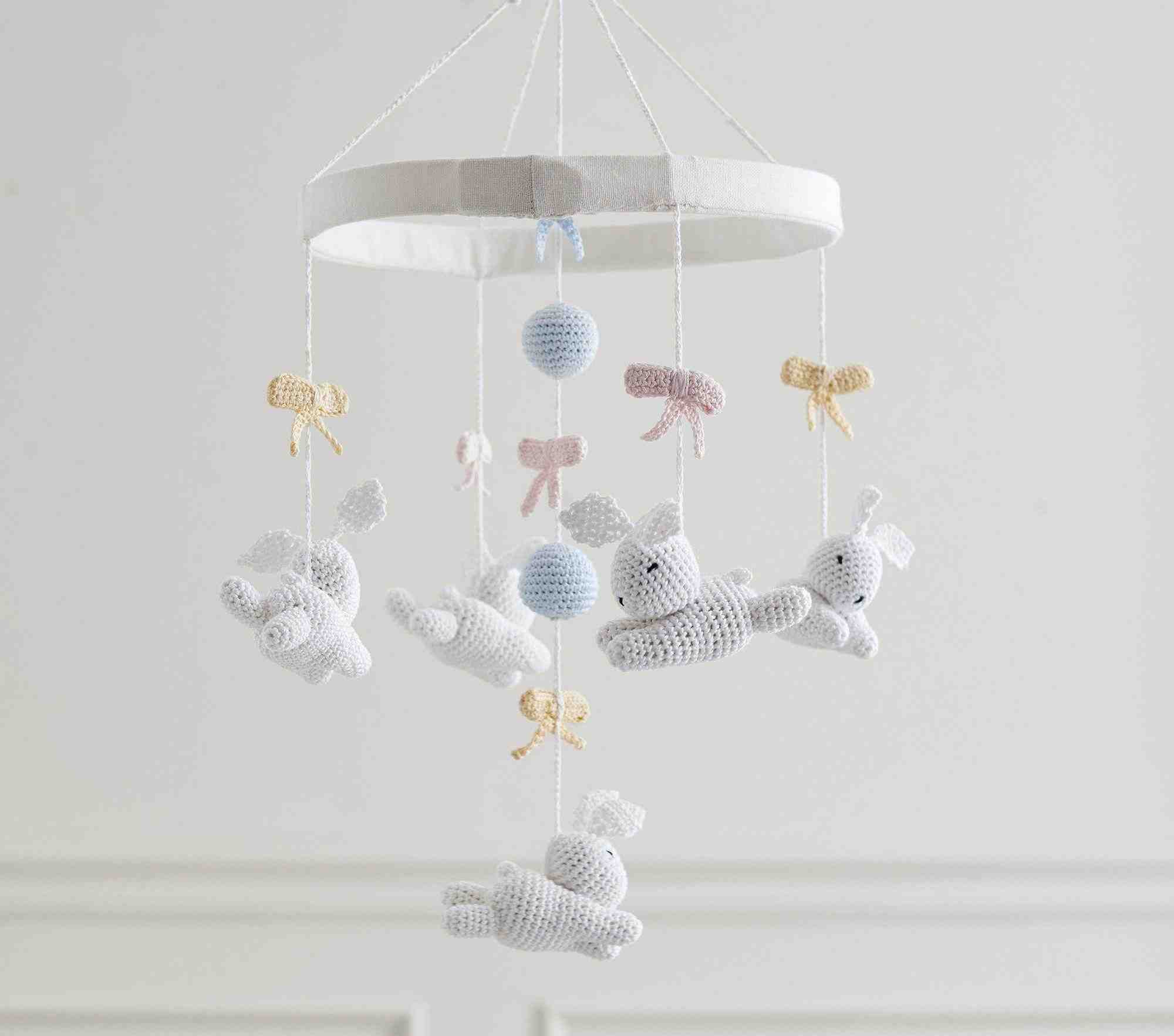 AERIN Knit Bunny Musical Baby Crib Mobile