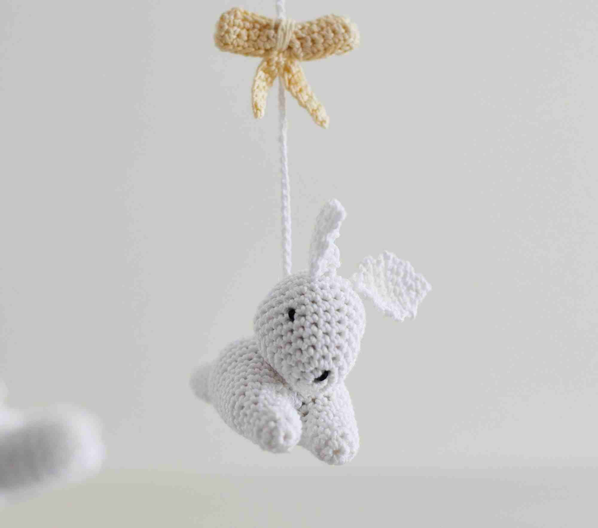 AERIN Knit Bunny Musical Baby Crib Mobile