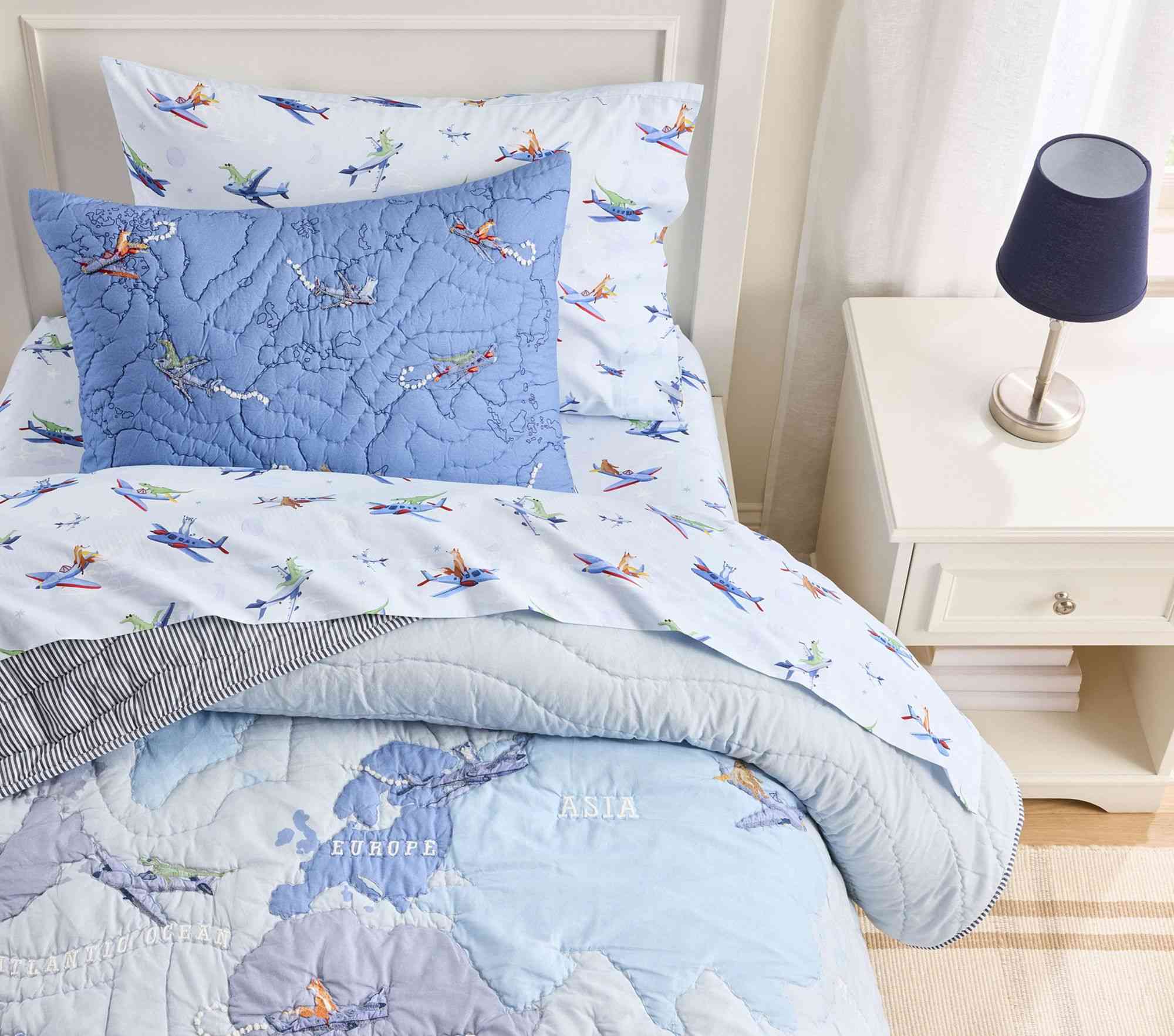 Airplane Map Quilt & Shams