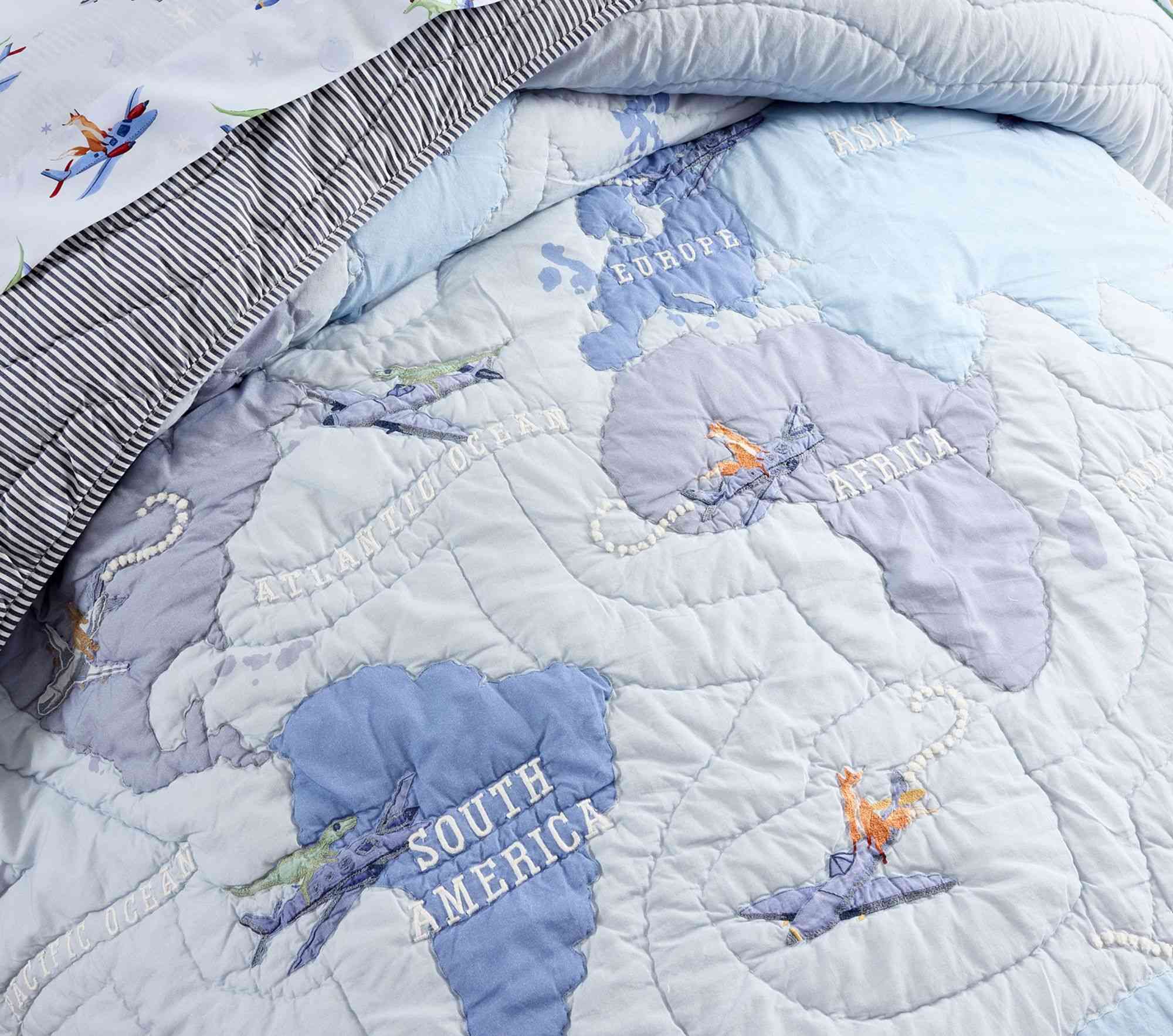 Airplane Map Quilt & Shams