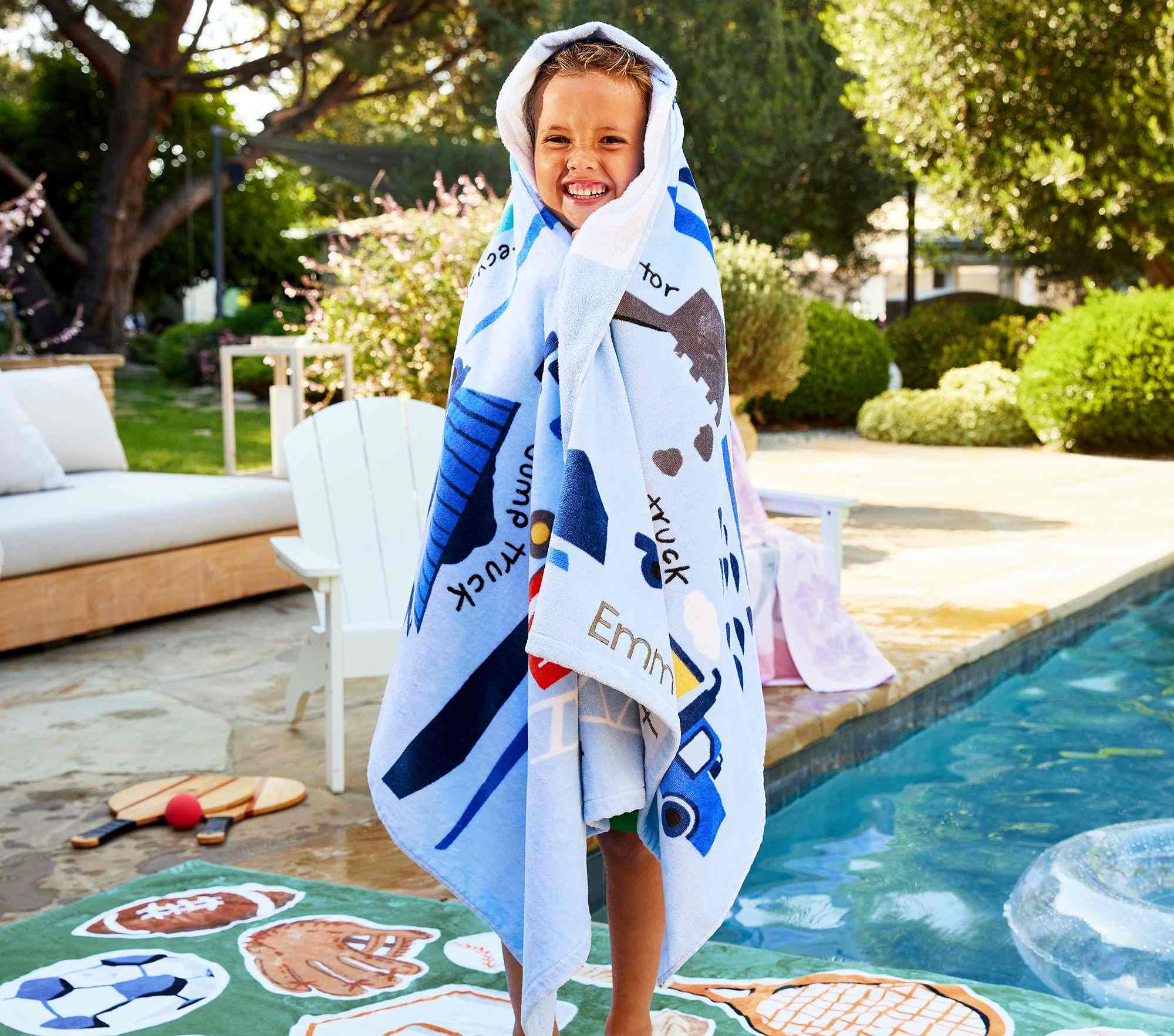 Busy Trucks Reversible Kid Beach Towel