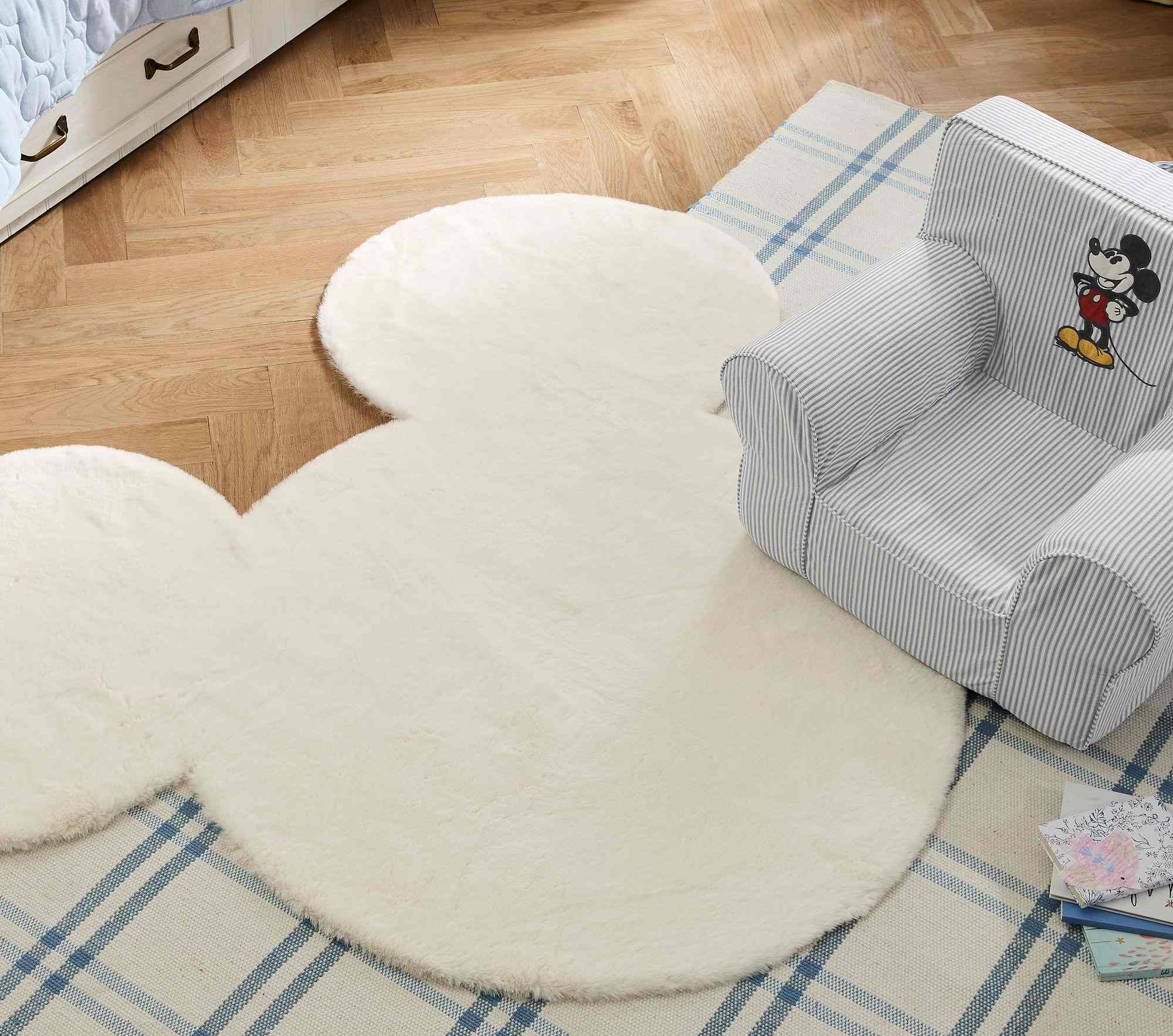 Disney Mickey Mouse Shaped Faux Fur Washable Rug