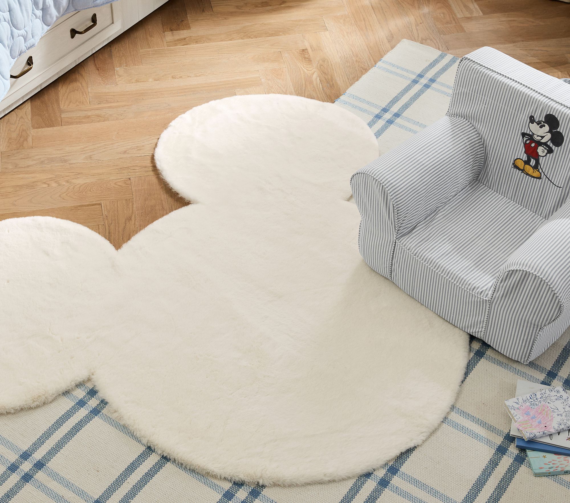 Disney Mickey Mouse Shaped Faux Fur Washable Rug