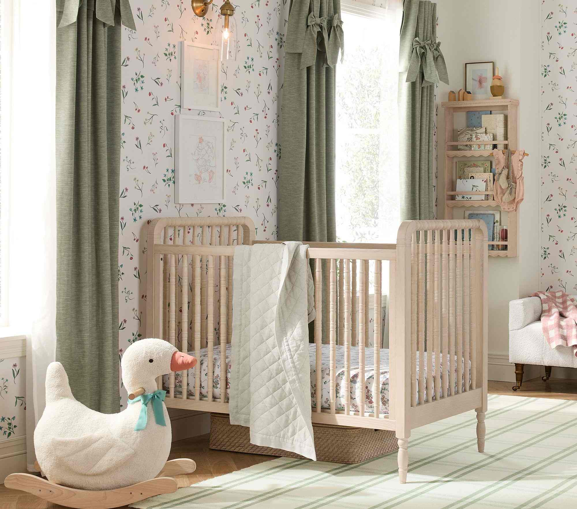 Disney Home x Sanderson Mickey Mouse and Minnie Mouse Garden Organic Crib Fitted Sheet