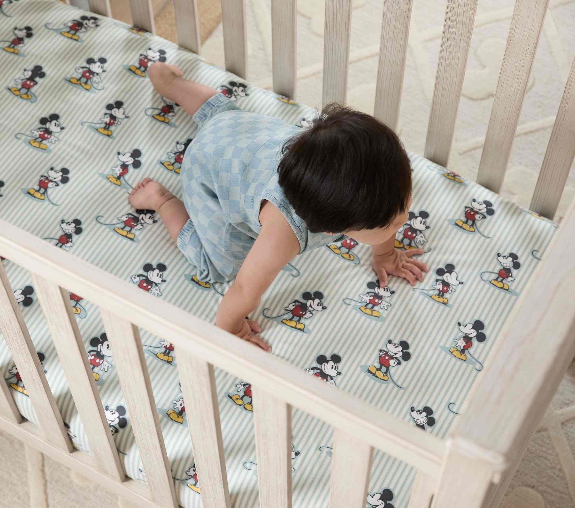 Disney Home x Sanderson Mickey Mouse Stripe Organic Crib Fitted Sheet