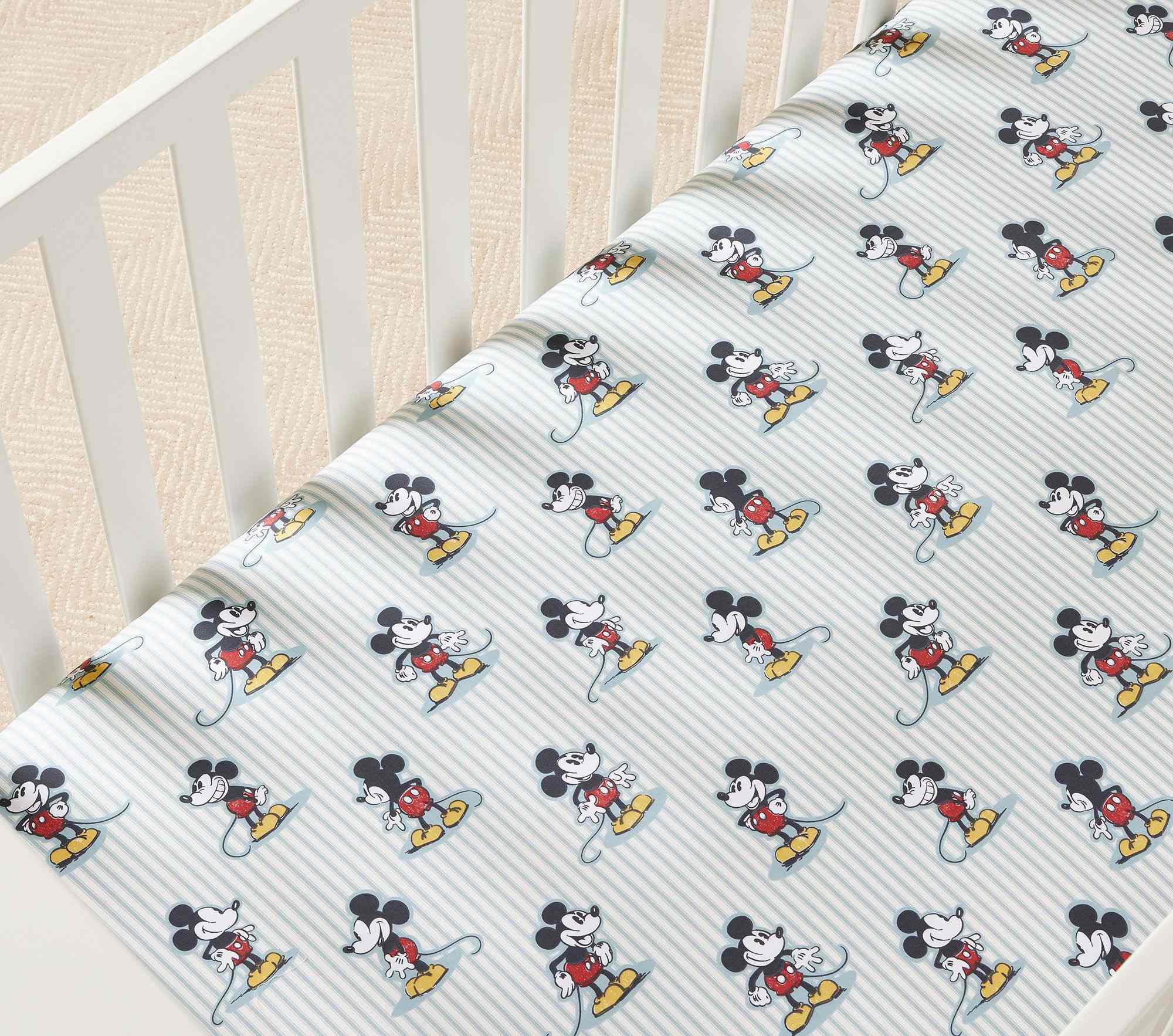 Disney Home x Sanderson Mickey Mouse Stripe Organic Crib Fitted Sheet