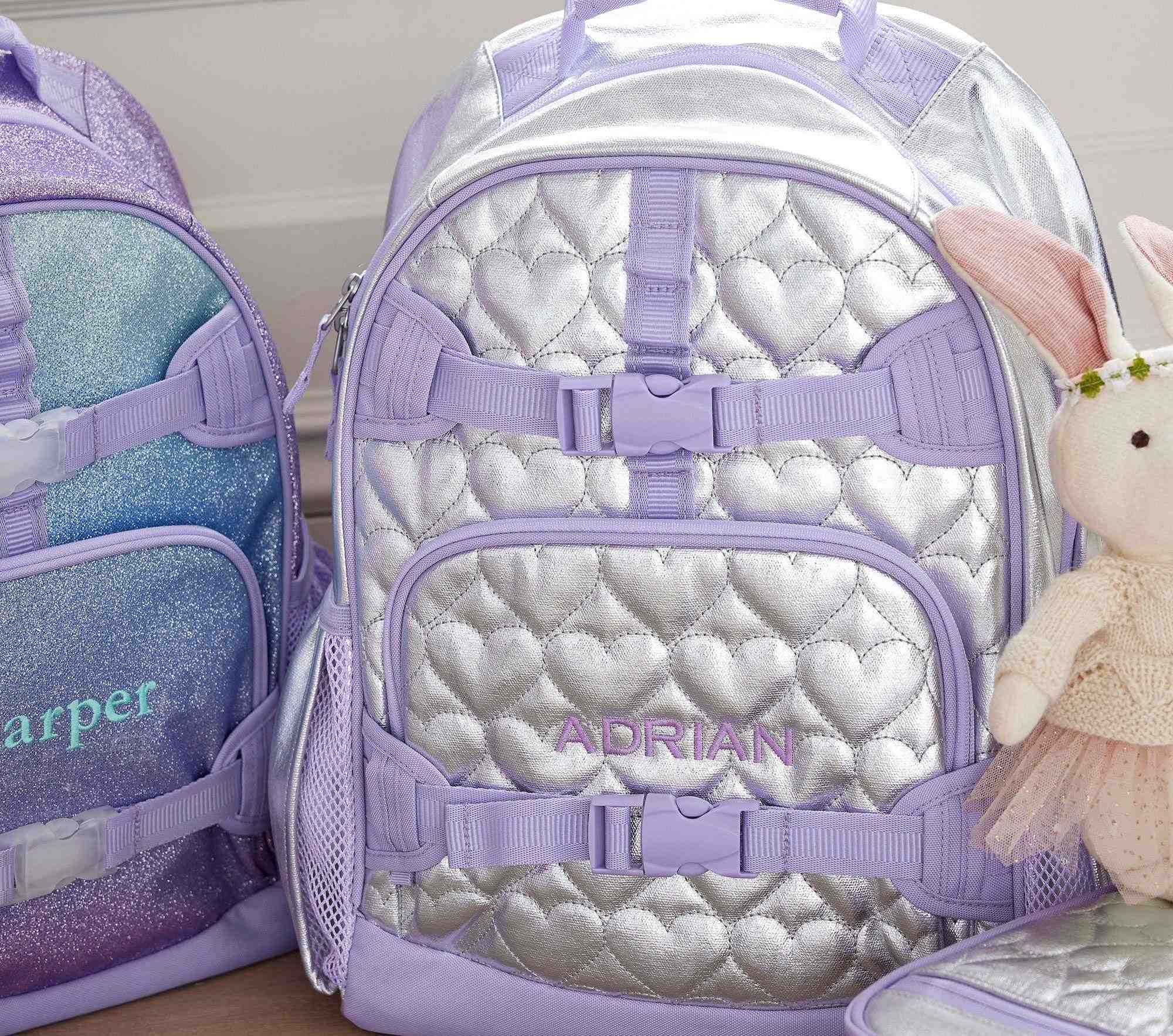 Mackenzie Silver Metallic Hearts Backpacks
