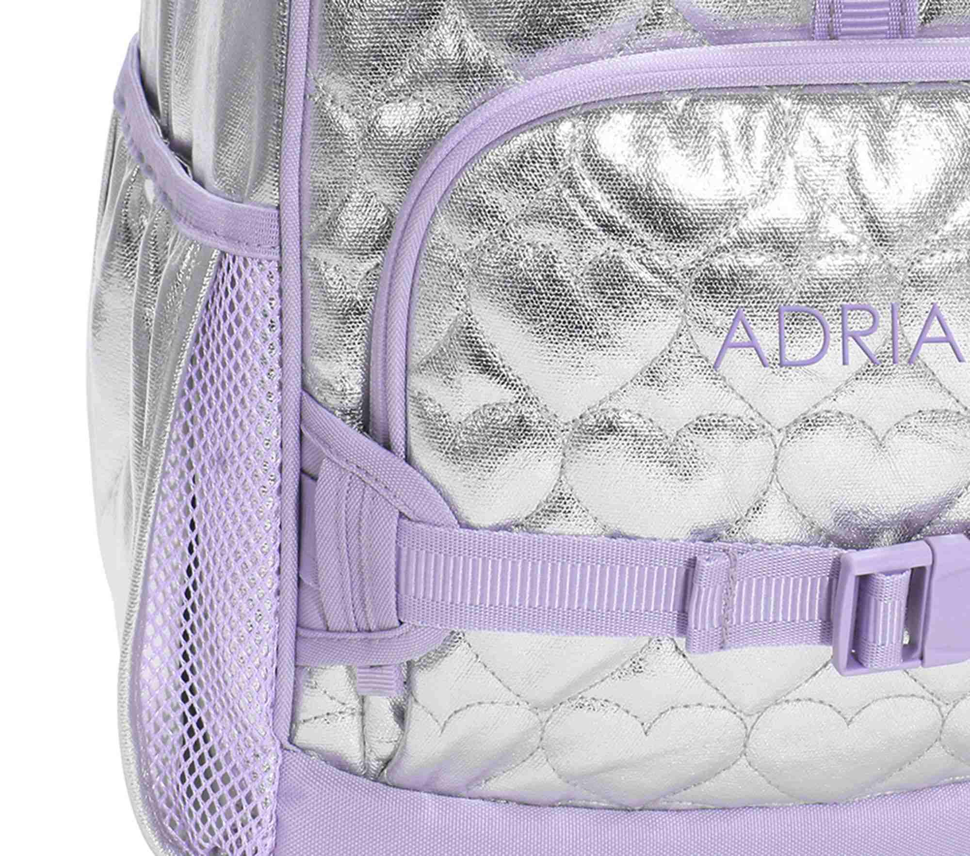 Mackenzie Silver Metallic Hearts Backpacks