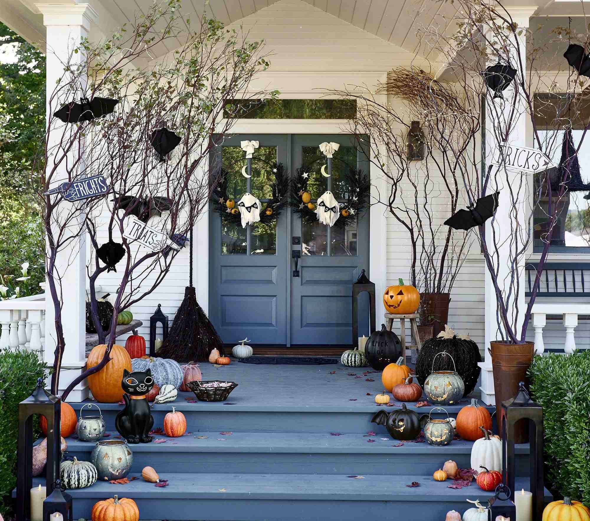 Metal Cut-Out Pumpkin Lanterns, Set of 2