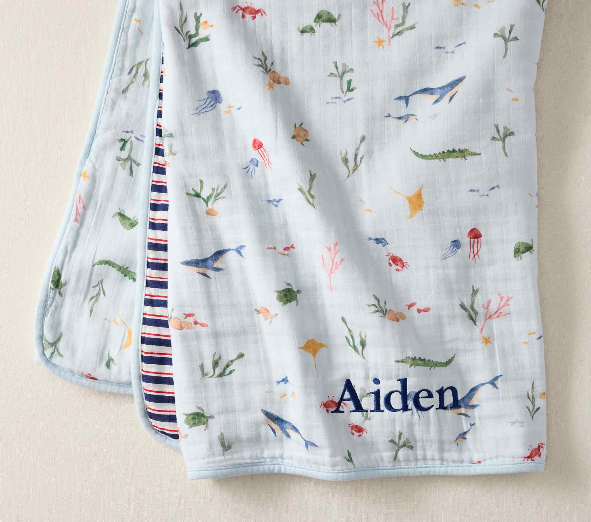 Under The Sea Oversized Muslin Baby Blanket