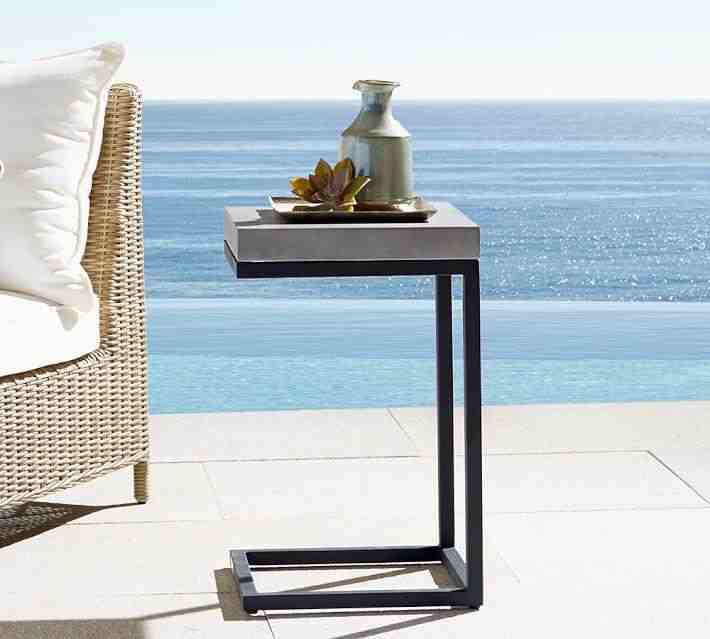 Sloan Indoor/Outdoor 15" Concrete & Iron C-Table