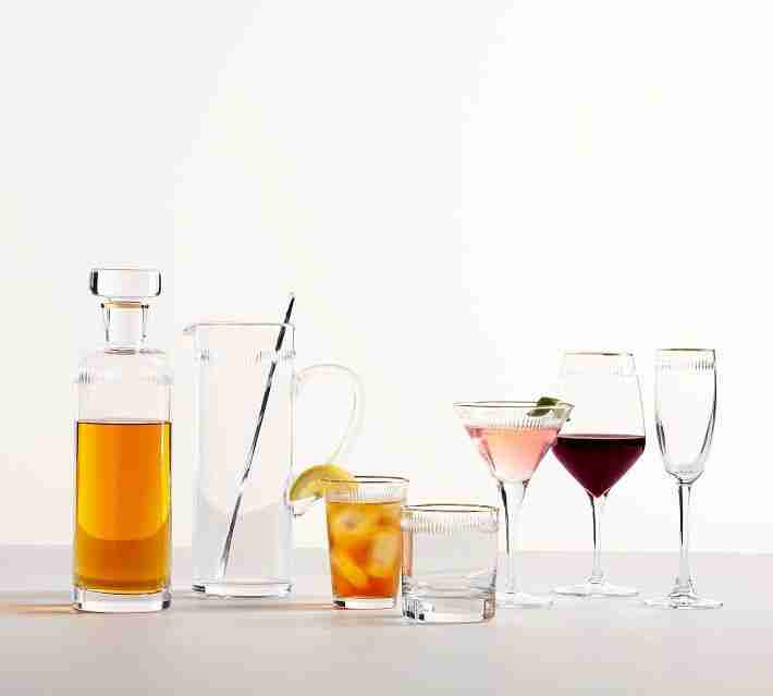 Etched Gold Rim Wine Glasses, Set of 4