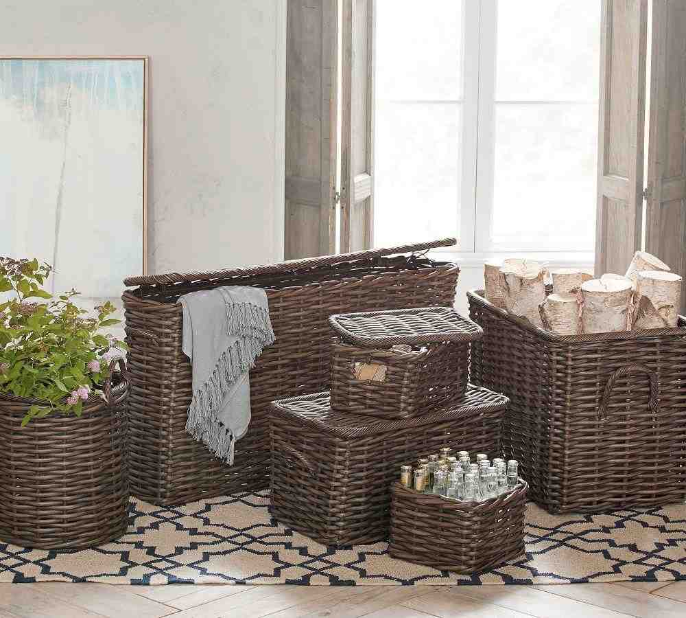 Aubrey Handwoven Basket Collection - Charcoal