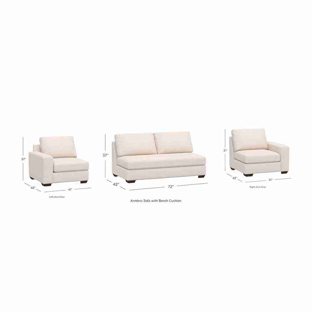Big Sur Square Arm Upholstered, Down Blend Wrapped Cushions, Performance Slub Cotton Silver Taupe