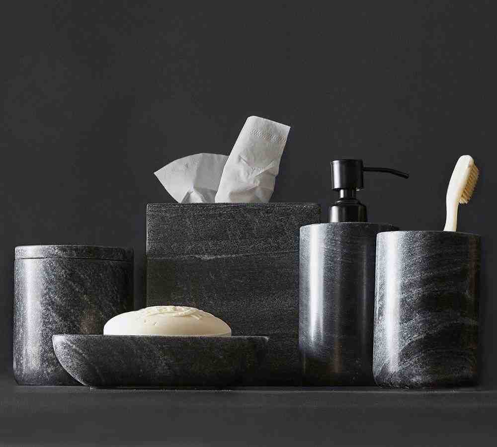 Black Handcrafted Marble Bathroom Accessories