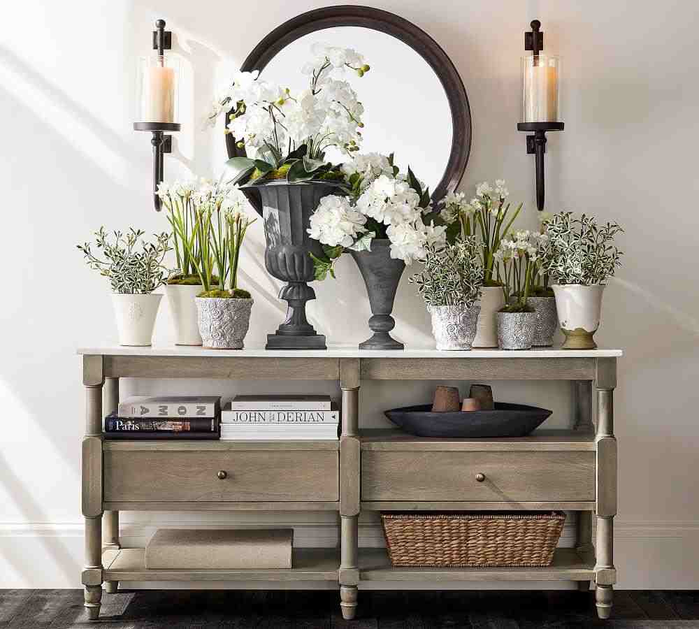 Alexandra 65" Marble Console Table, Gray Wash