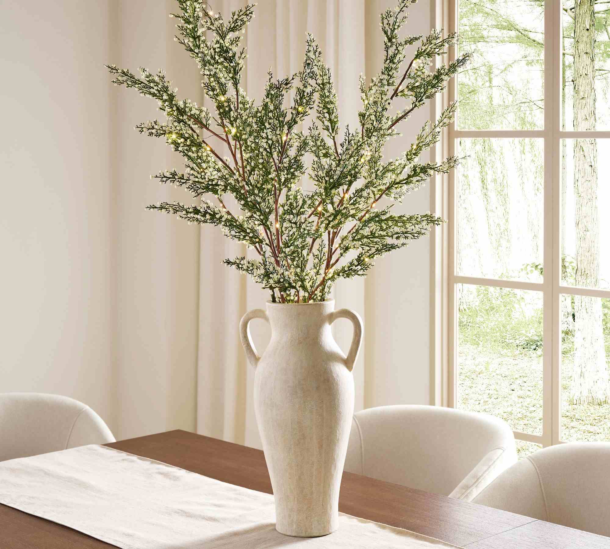 Faux Lit Cedar Berry Pine Branch