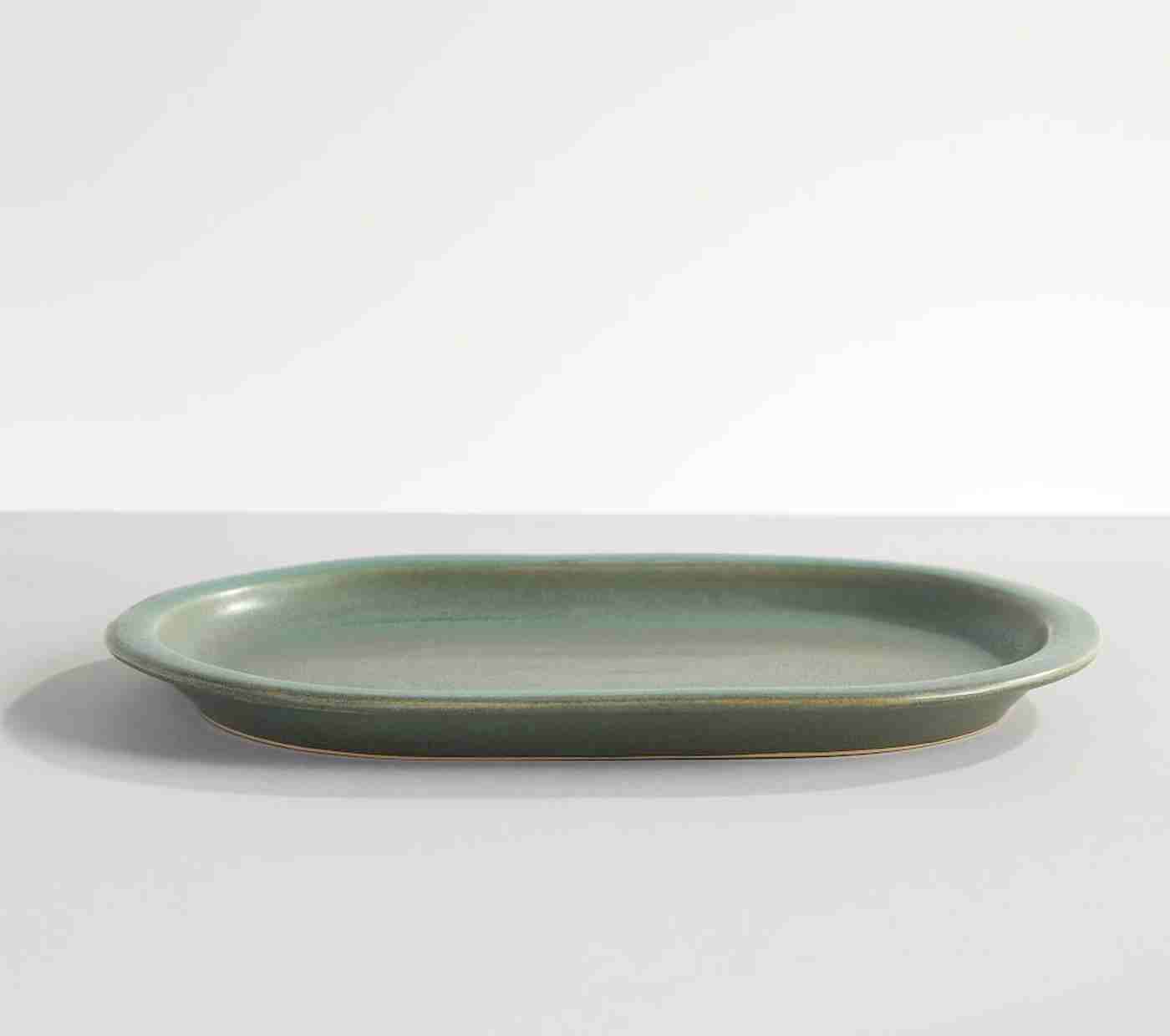 Mendocino Stoneware Serving Platter- 15.25Inches x 11Inches - Olive Green
