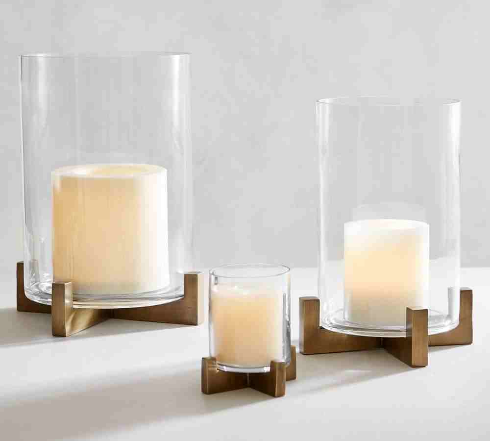 Pottery Barn | Brooks Cross Bar Hurricane - Brass