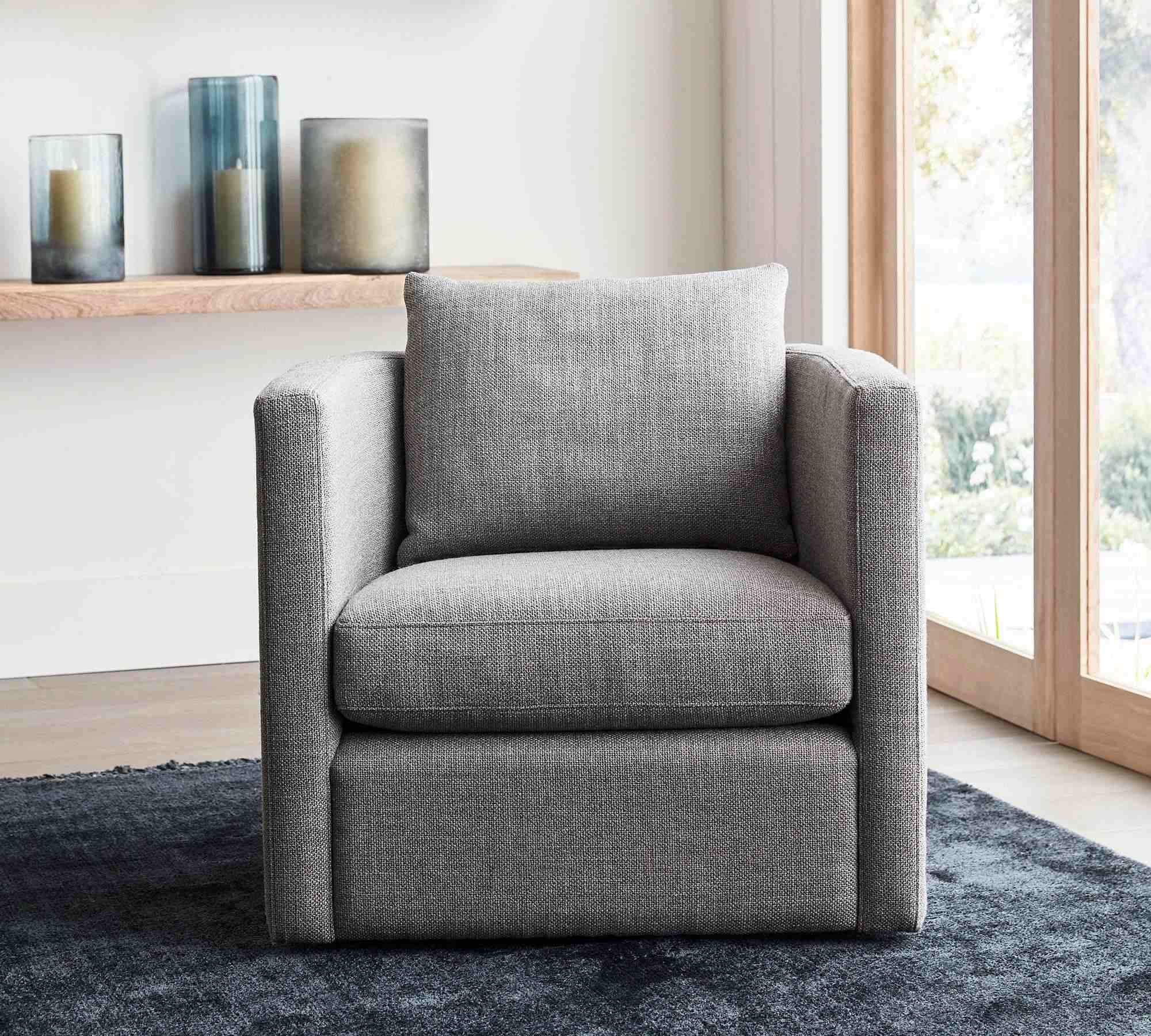 Ayden Upholstered Barrel Swivel Armchair