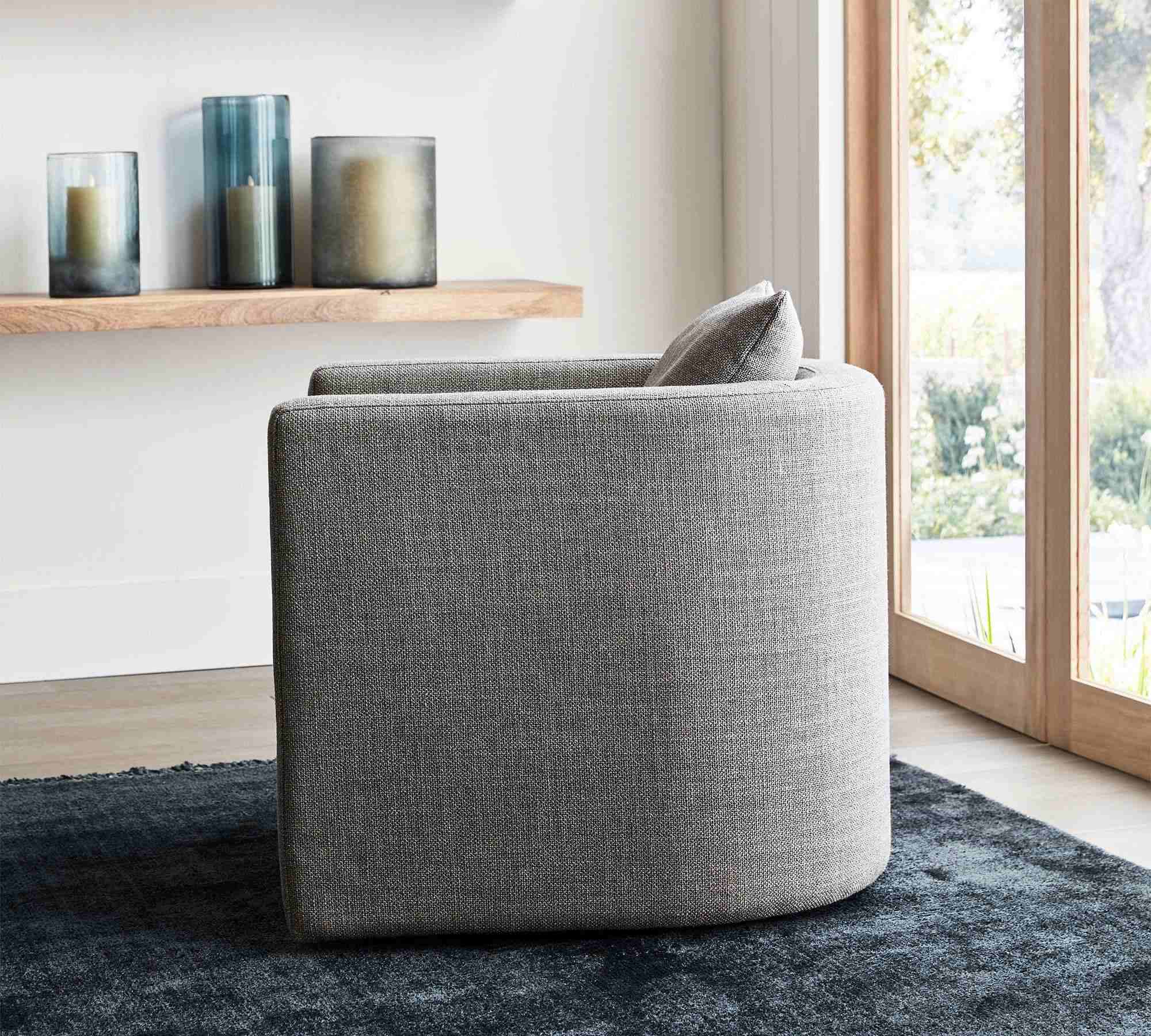 Ayden Upholstered Barrel Swivel Armchair