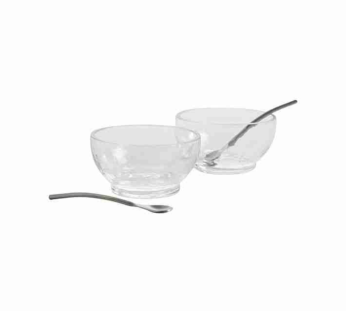 Hammered Glass Salt & Pepper Pinch Bowls