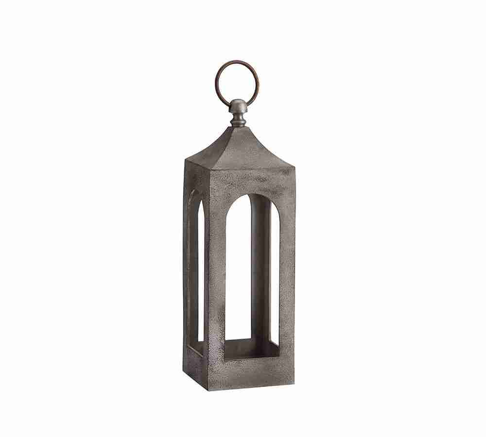 Caleb Handcrafted Metal  Indoor-Outdoor Lanterns - Grey