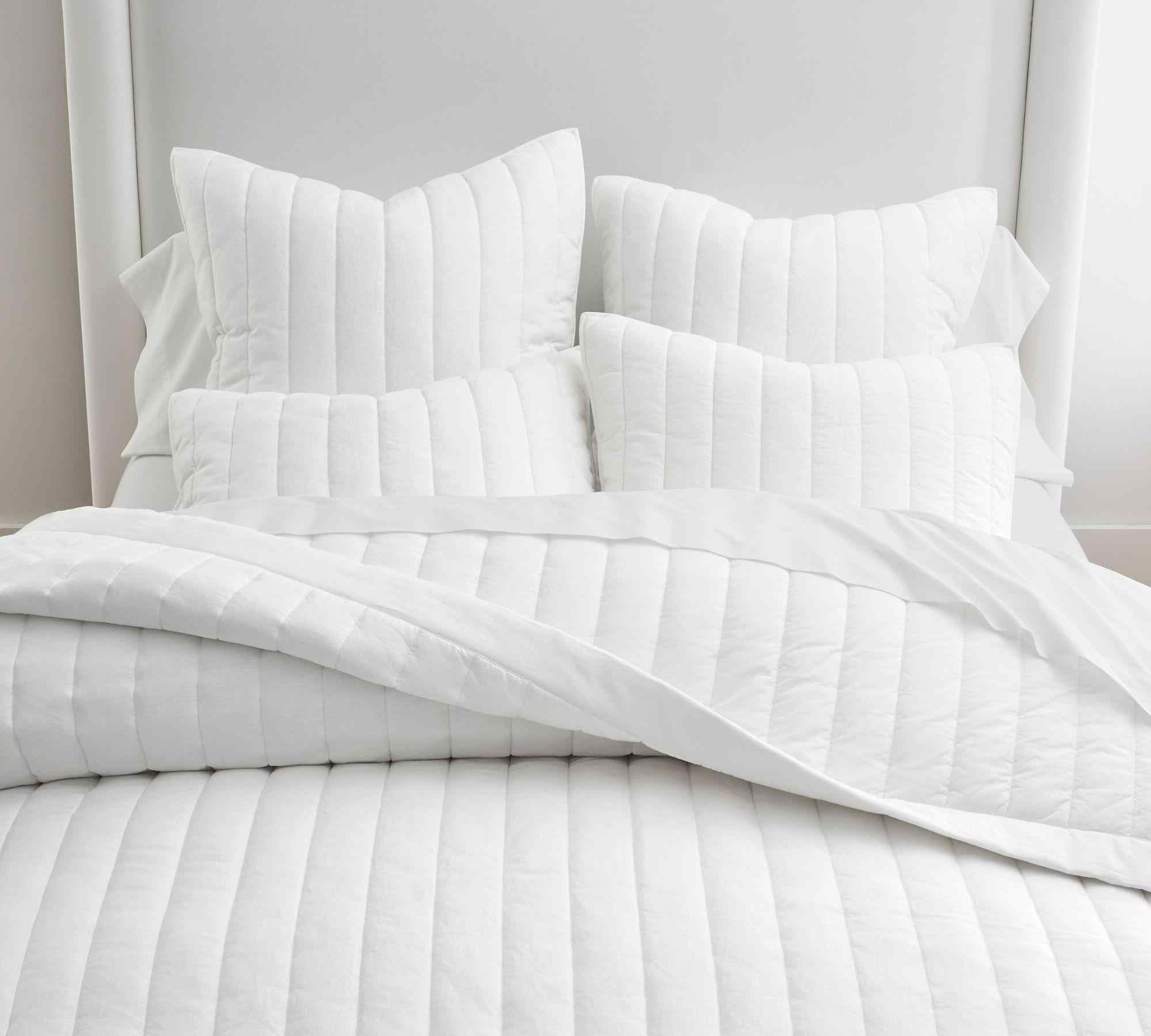 European Flax Linen/Cotton Channel Stitch Quilted Sham