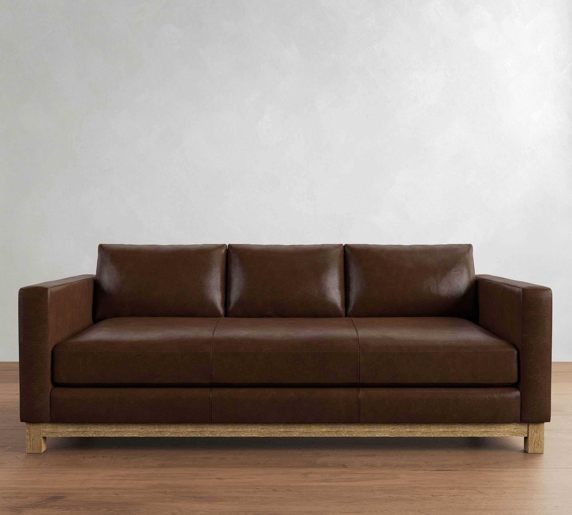 Pottery Barn | Jake Leather Sofa with Wood Base