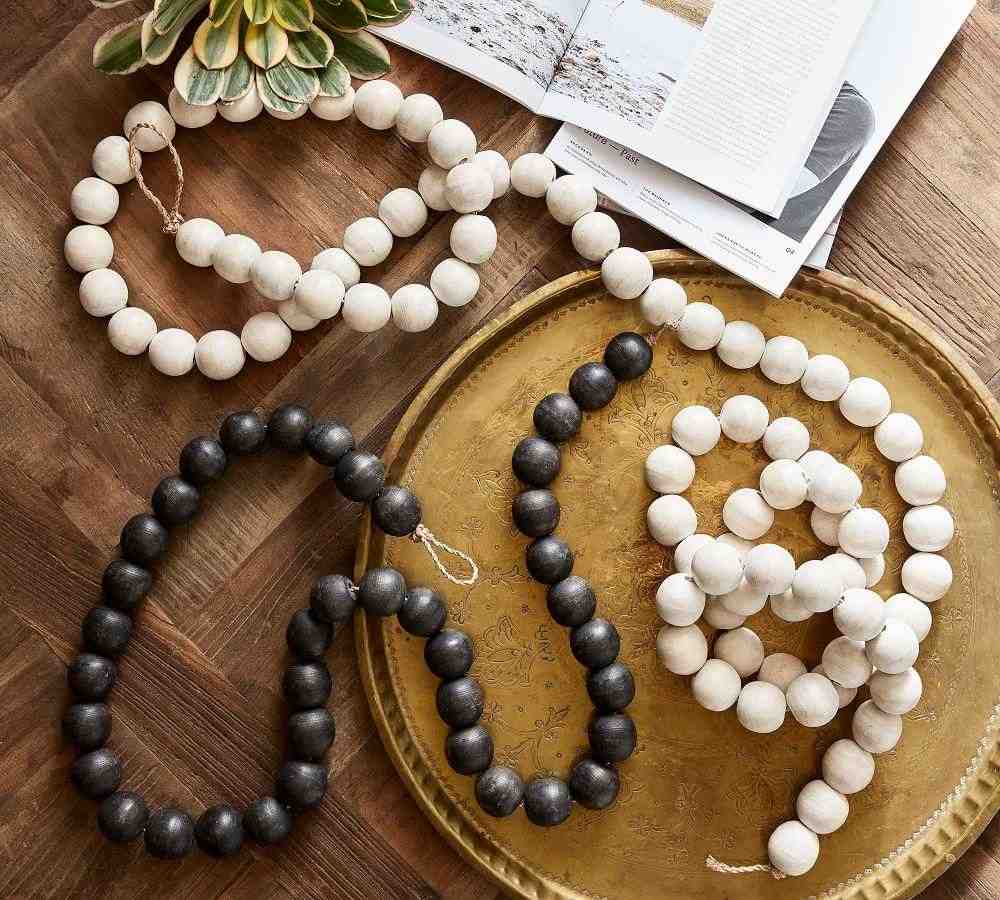 Pottery Barn | Mango Wood Beaded Garland - Black