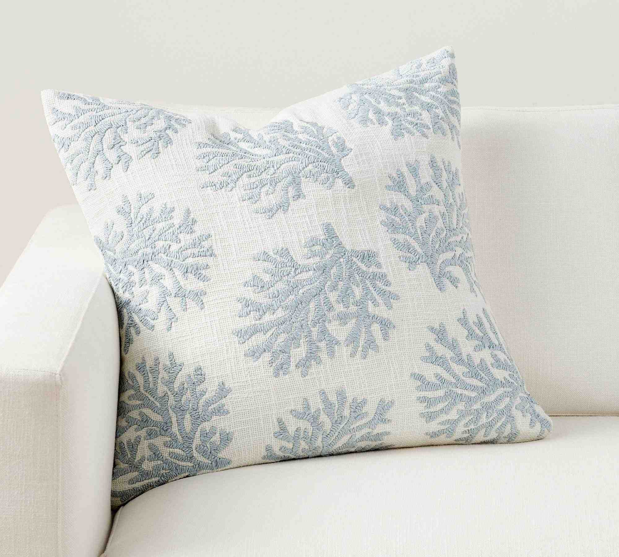 Coral Embroidered Pillow