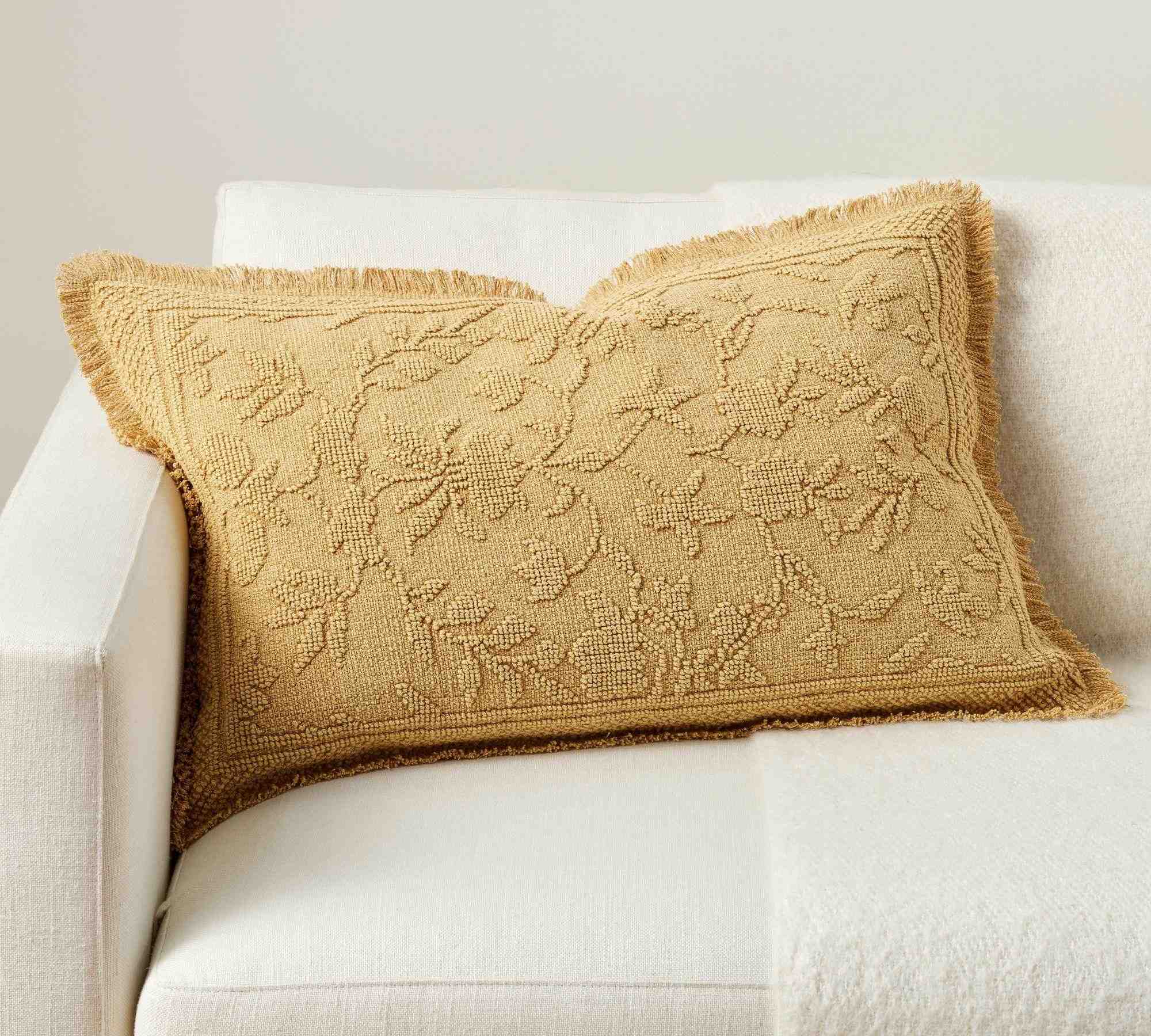 Marigold Fringe Lumbar Throw Pillow