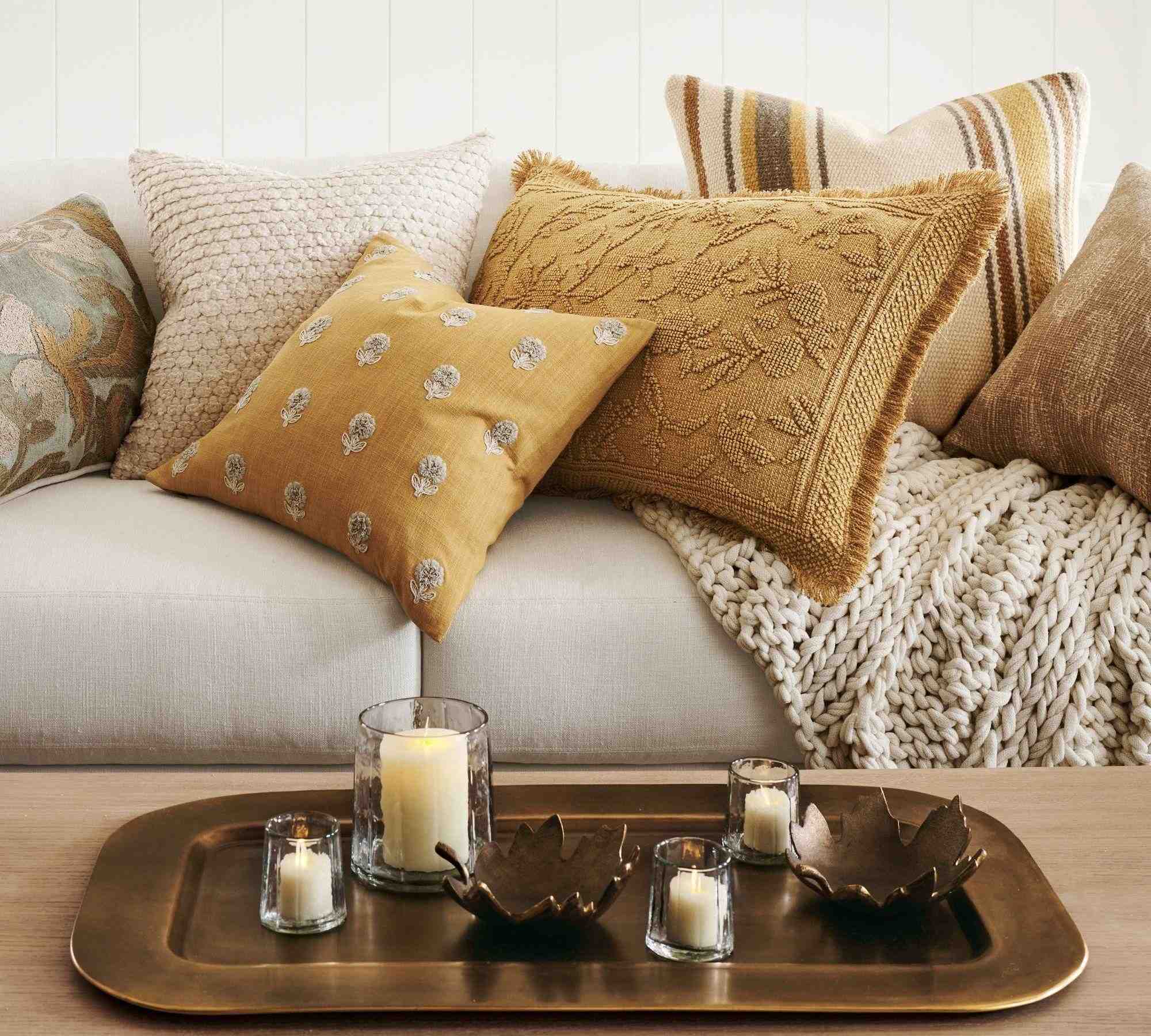 Marigold Fringe Lumbar Throw Pillow