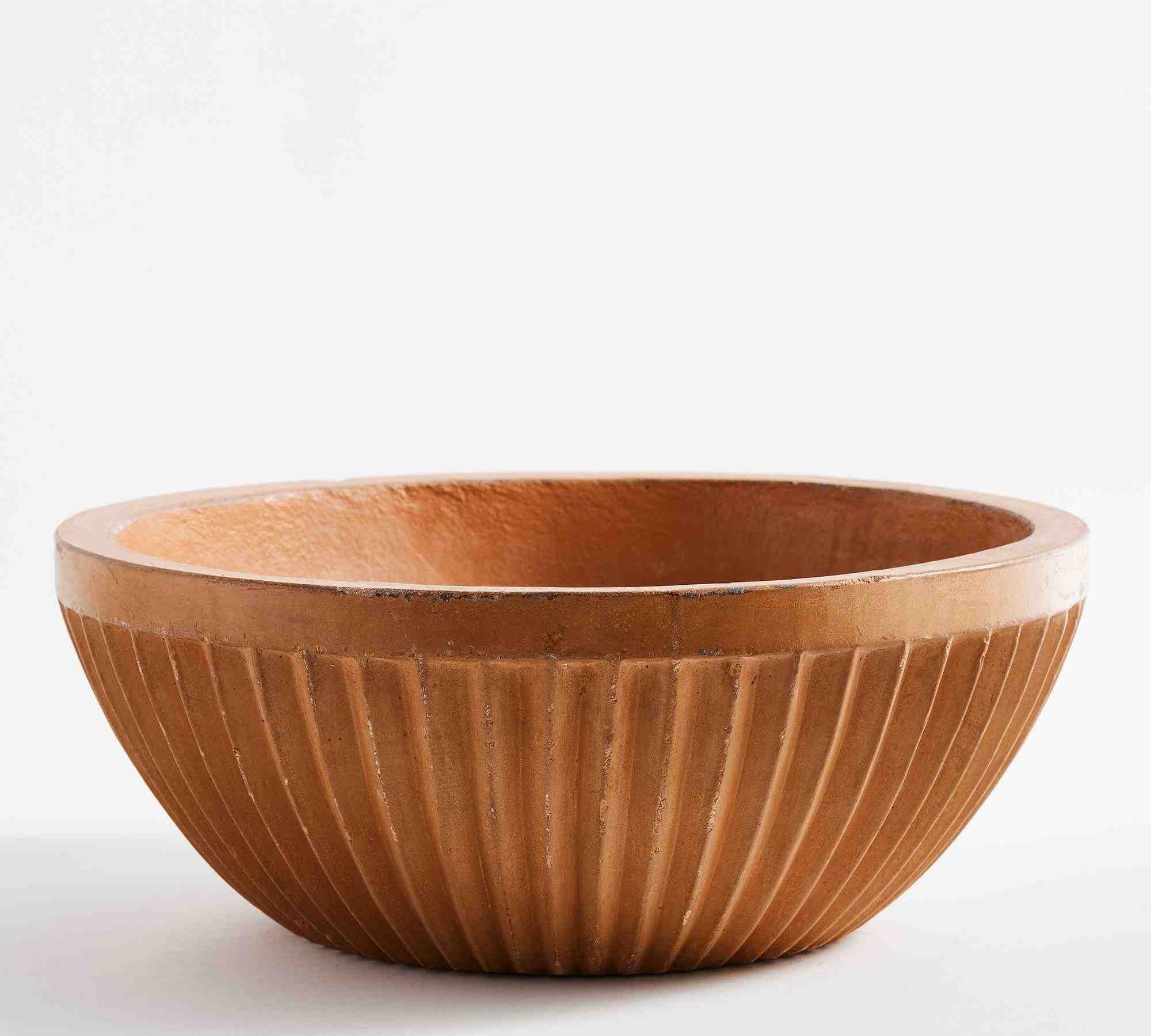 Concrete Fluted Planter, Terra Cotta