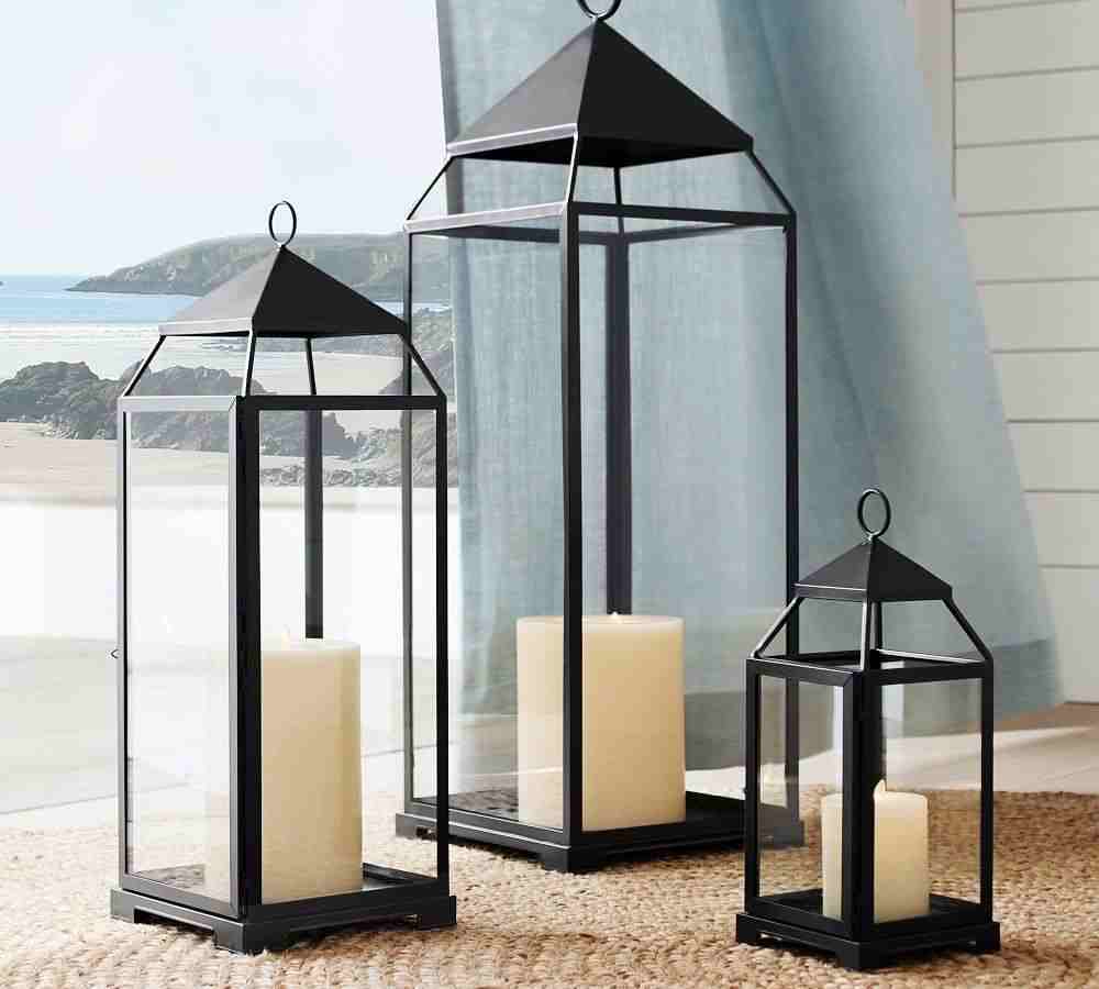 Malta Glass & Metal  Indoor-Outdoor Lantern - Bronze Finish