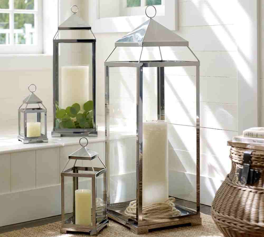 Malta Glass & Metal Lantern - Silver Finish