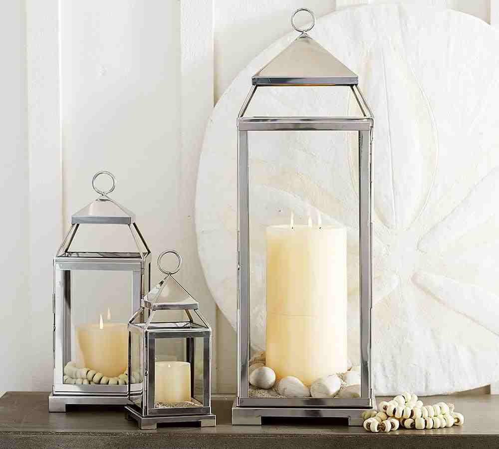 Malta Glass & Metal Lantern - Silver Finish