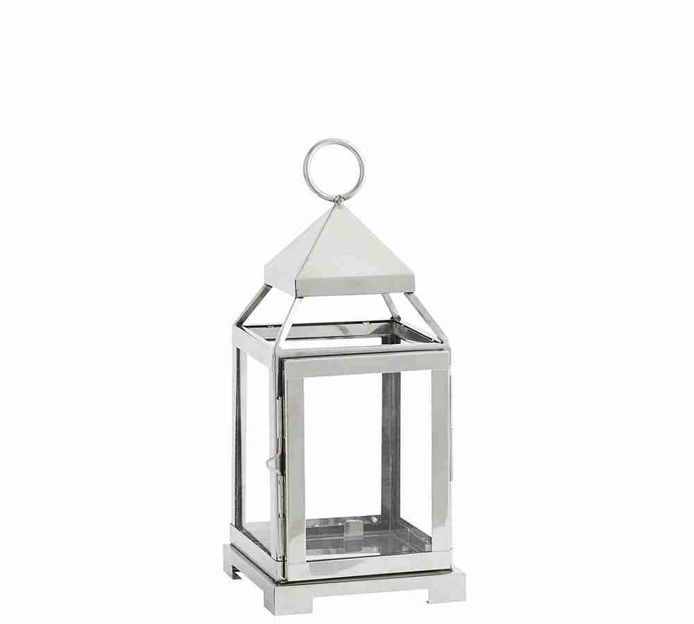 Malta Glass & Metal Lantern - Silver Finish