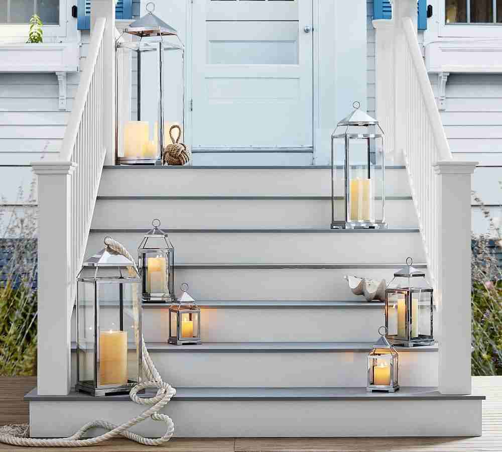 Malta Glass & Metal Lantern - Silver Finish